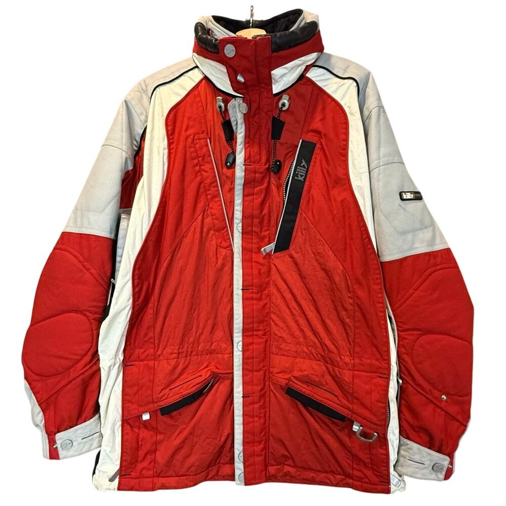 Killy AWT Red Ski Jacket Coat Parka Men's Size 42 Y2K Retro Vintage Leather Trim